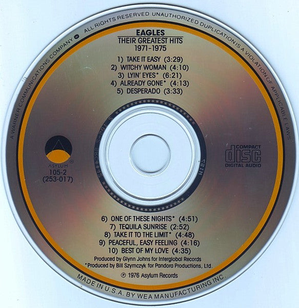 Eagles : Their Greatest Hits 1971-1975 (CD, Album, Comp, RE)