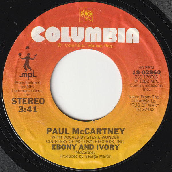 Paul McCartney : Ebony And Ivory (7", Single, Styrene, Pit)