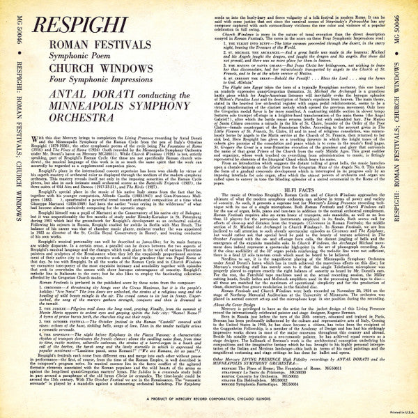 Respighi* - Antal Dorati Conducting The Minneapolis Symphony Orchestra : Church Windows / Roman Festivals (LP, Mono)