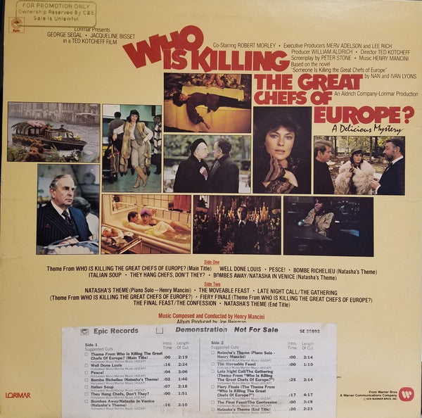 Henry Mancini : Who Is Killing The Great Chefs Of Europe? (LP, Album, Promo)