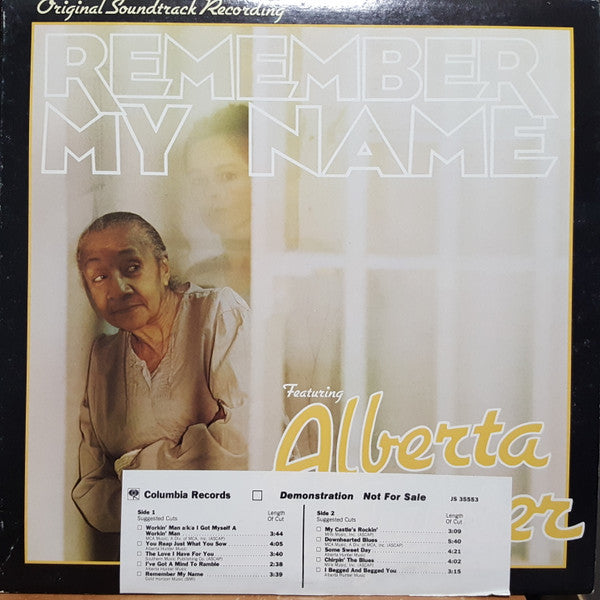 Alberta Hunter : Remember My Name (Original Soundtrack Recording) (LP, Promo)