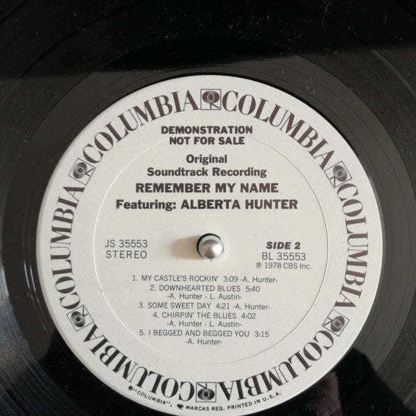 Alberta Hunter : Remember My Name (Original Soundtrack Recording) (LP, Promo)