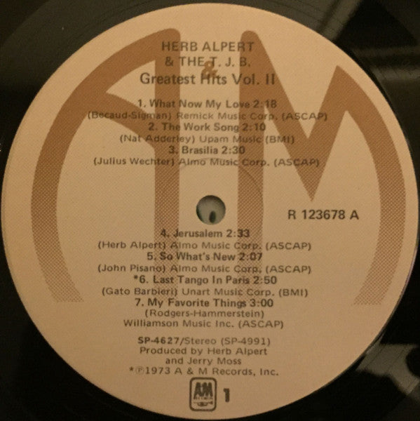 Herb Alpert & The Tijuana Brass : Greatest Hits Vol. 2 (LP, Comp)