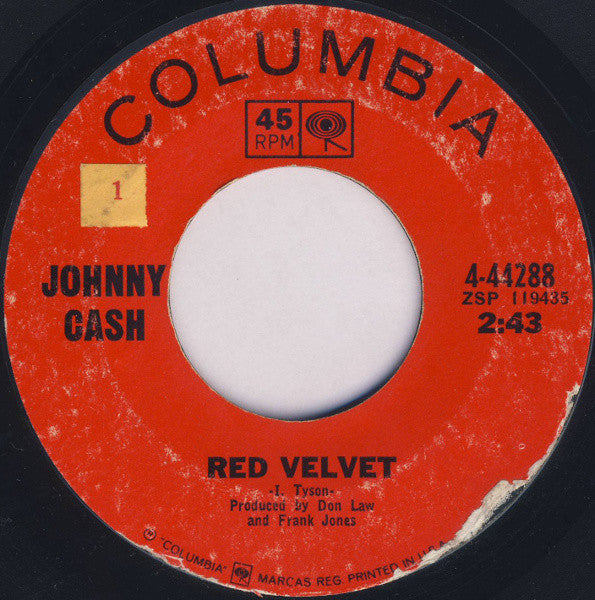 Johnny Cash : Red Velvet (7", Single, Styrene, Pit)