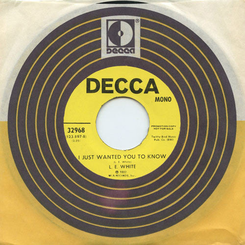 L. E. White : Face To Face / I Just Wanted You To Know (7", Single, Promo)