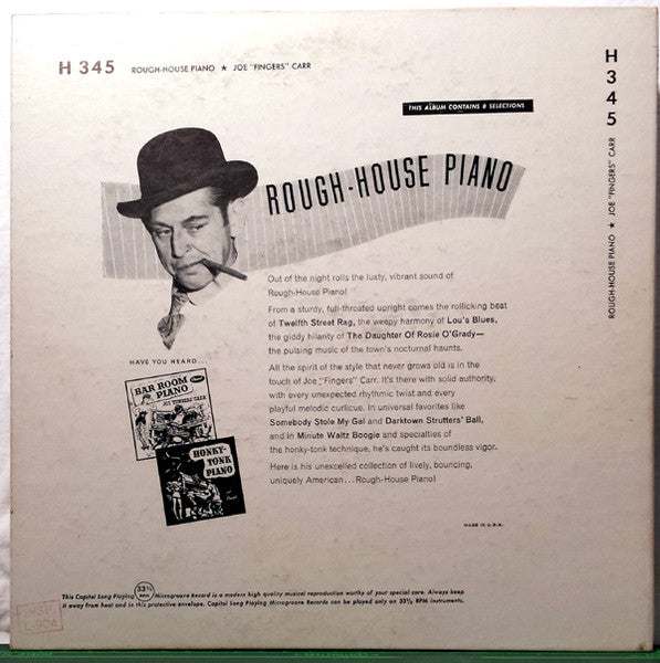 Joe "Fingers" Carr : Rough House Piano (10", Mono, RP)