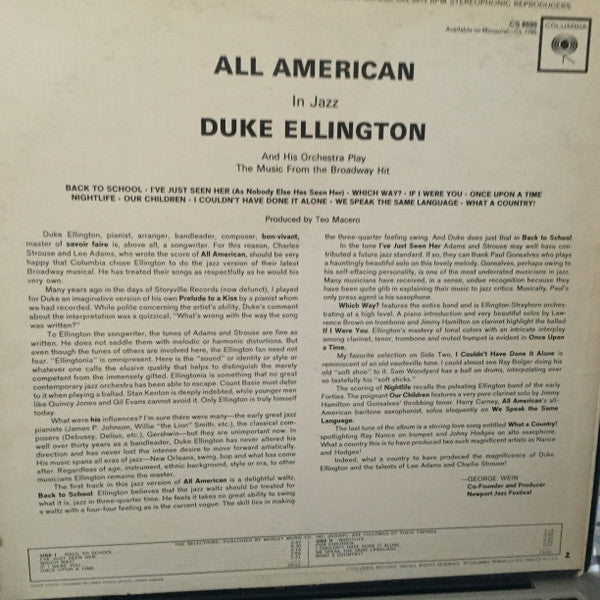 Duke Ellington And His Orchestra : All American In Jazz (LP, Album)