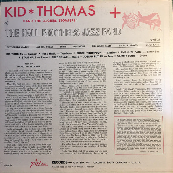 Kid Thomas And His Algiers Stompers + Hall Brothers Jazz Band : Kid Thomas And The Algiers Stompers + The Hall Brothers Jazz Band (LP)