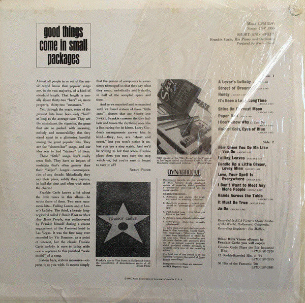 Frankie Carle And His Orchestra : Short And Sweet (LP, Album)