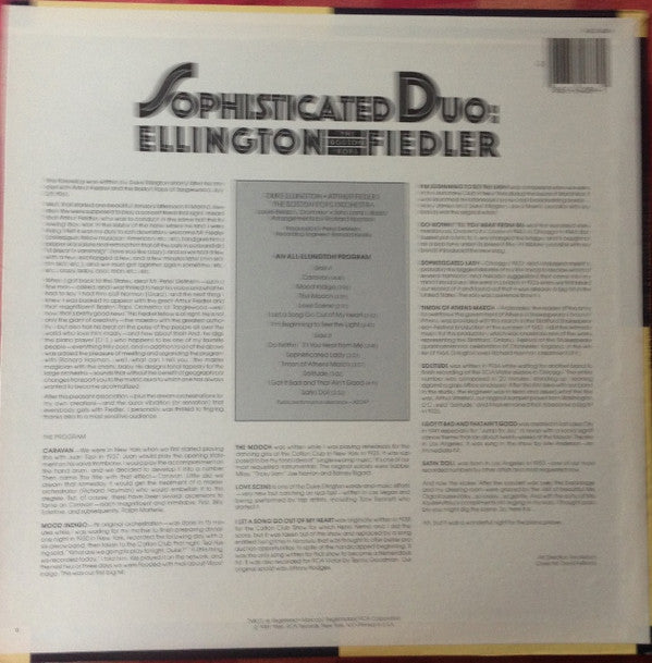 Duke Ellington, Boston Pops Orchestra Conducted By Arthur Fiedler : Sophisticated Duo: Ellington & Fiedler (LP, RE, RM)