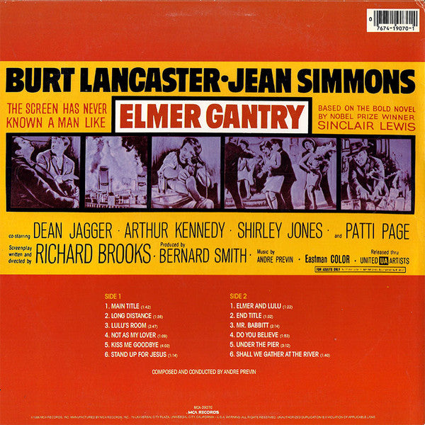 André Previn : Elmer Gantry (Music From The Original Soundtrack) (LP, Album, RE)