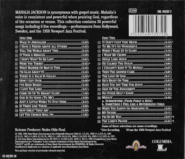 Mahalia Jackson : Gospels, Spirituals & Hymns - Volume 2 (2xCD, Comp, RM)