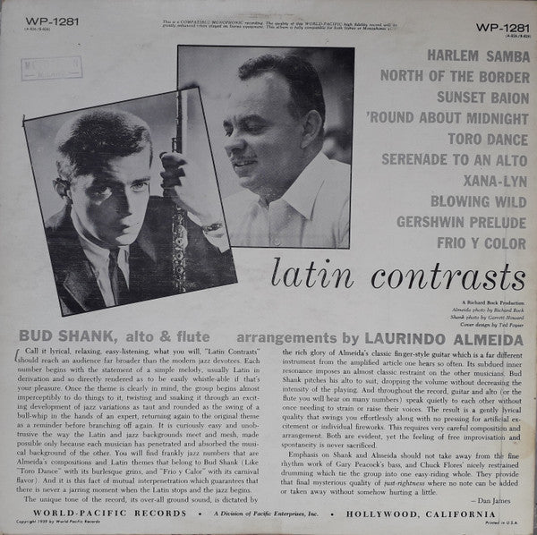 Bud Shank : Latin Contrasts (LP, Album, Mono)