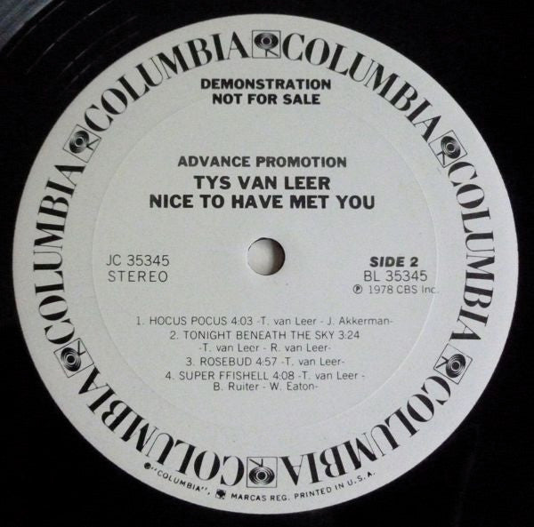 Thijs Van Leer : Nice To Have Met You (LP, Album, Promo, Ter)