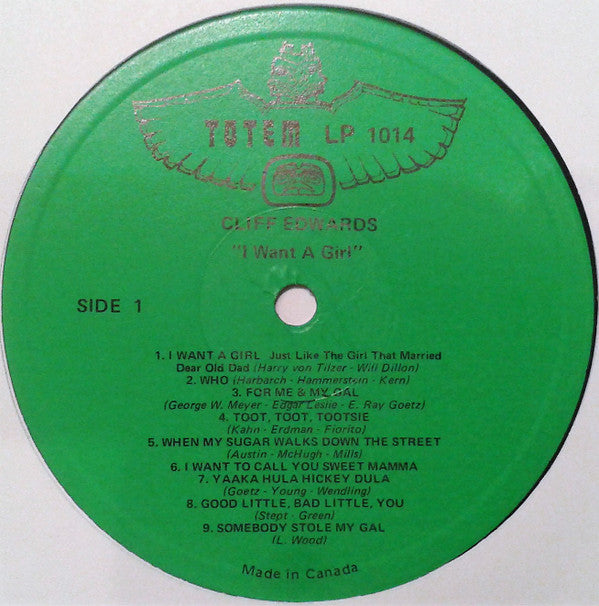 Cliff "Ukulele Ike" Edwards : I Want A Girl (LP, Comp)