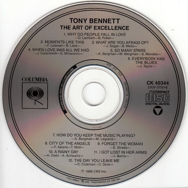 Tony Bennett : The Art Of Excellence (CD, Album, RE)