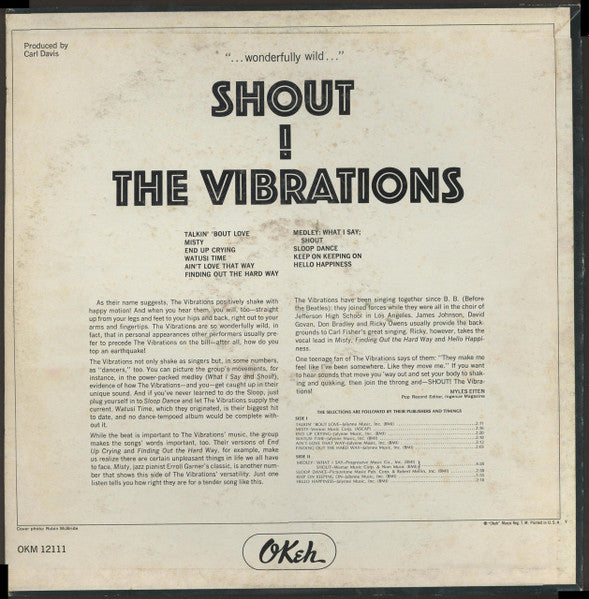 The Vibrations : Shout! (LP, Album, Mono)