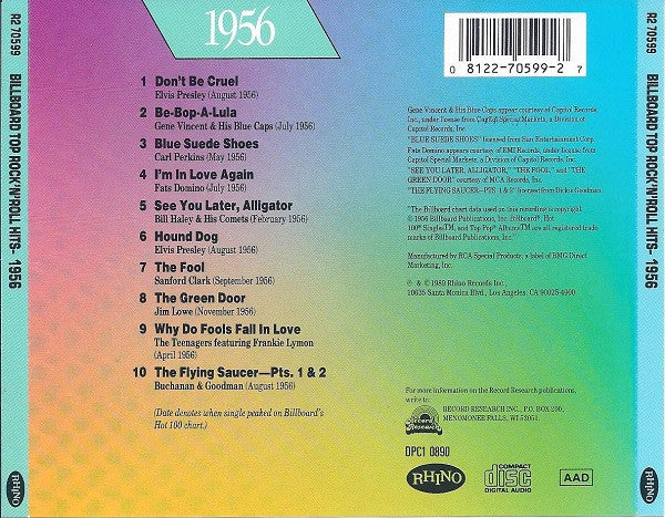 Various : Billboard Top Rock'N'Roll Hits - 1956 (CD, Comp)
