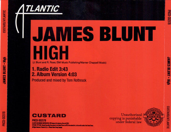 James Blunt : High (CD, Single, Promo)