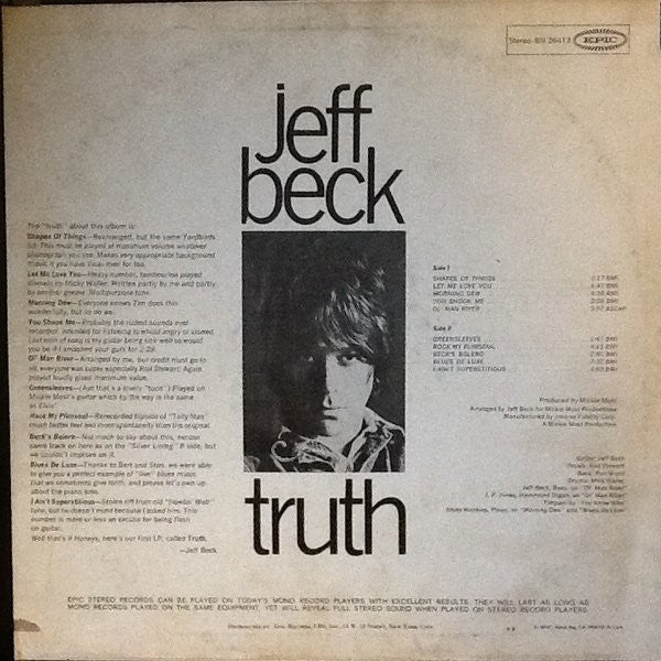 Jeff Beck : Truth (LP, Album, RE)