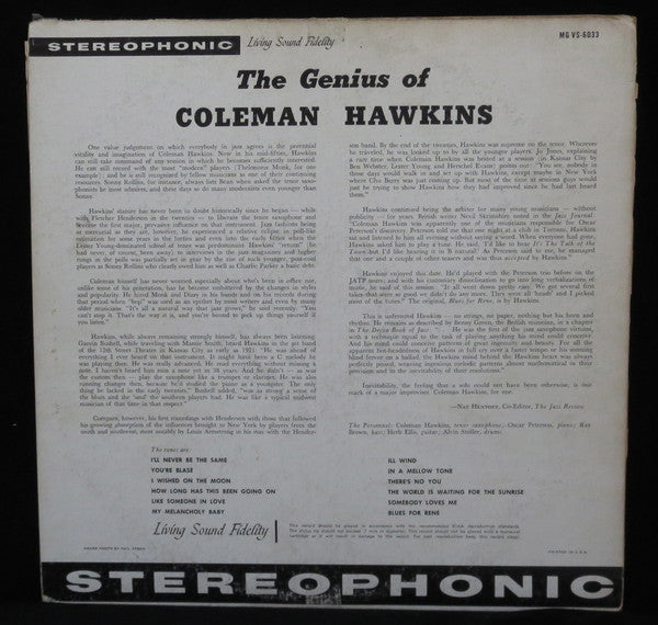 Coleman Hawkins : The Genius Of Coleman Hawkins (LP, Album)