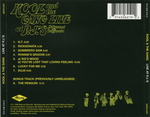 Kool And The Gang* : Live At P.J.'s (CD, Album, RE, RM)
