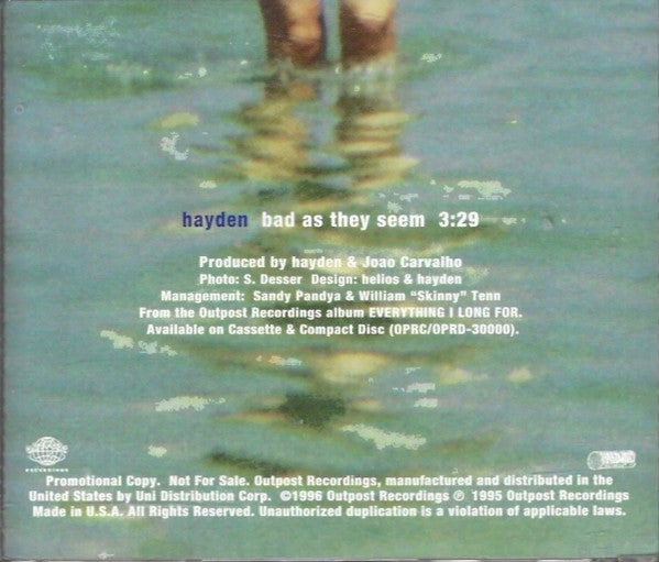 Hayden : Bad As They Seem (CD, Single, Promo)