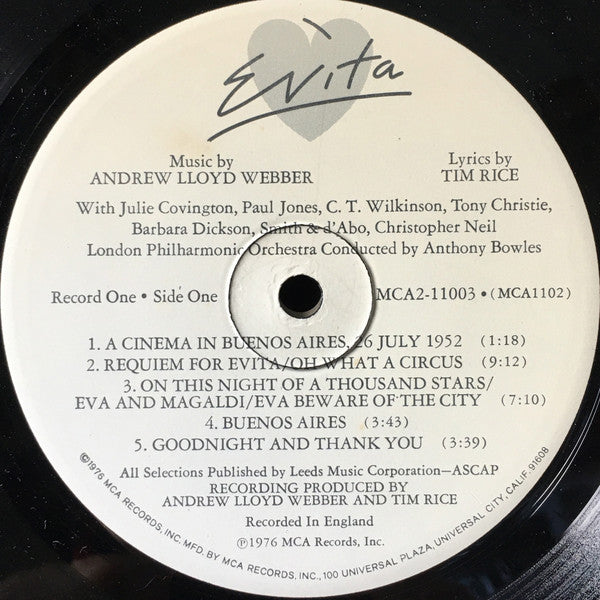 Andrew Lloyd Webber, Tim Rice : Evita (2xLP, Album, Gat)