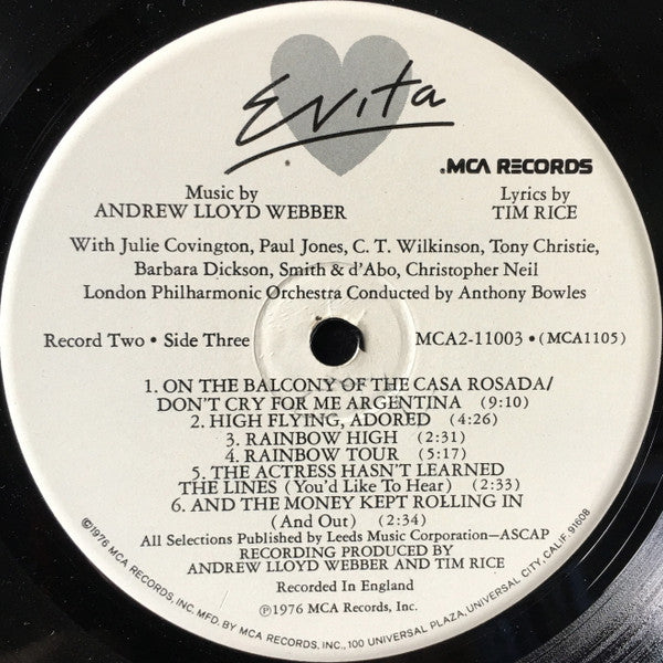 Andrew Lloyd Webber, Tim Rice : Evita (2xLP, Album, Gat)