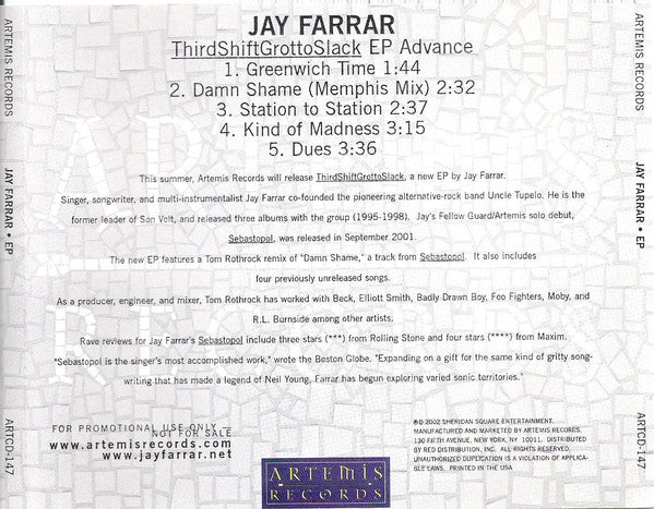 Jay Farrar : ThirdShiftGrottoStack (CD, Advance, EP, Promo)