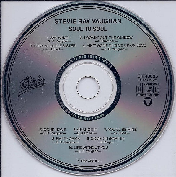 Stevie Ray Vaughan & Double Trouble : Soul To Soul (CD, Album, RE, RP, Pit)