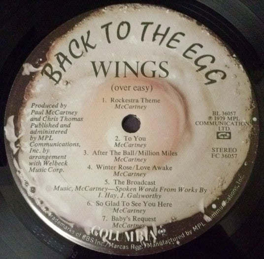 Wings (2) : Back To The Egg (LP, Album, Ter)