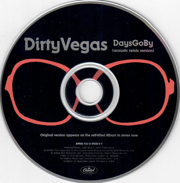 Dirty Vegas : Days Go By (Acoustic Remix Version) (CD, Single, Promo)