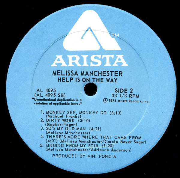 Melissa Manchester : Help Is On The Way (LP, Album)