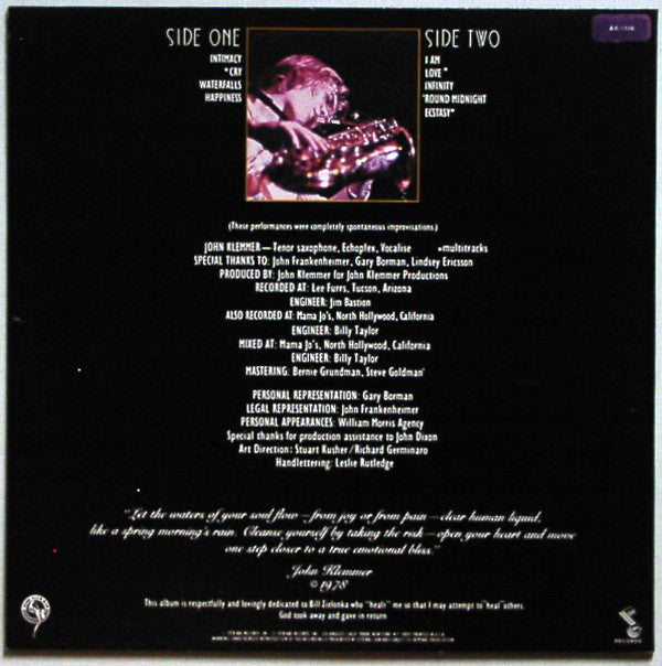 John Klemmer : Cry (LP, Album, RE, Rai)