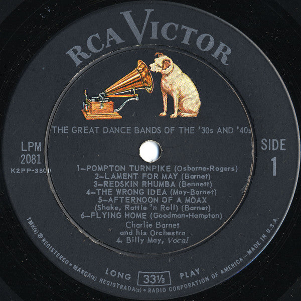 Charlie Barnet And His Orchestra : The Great Dance Bands Of The '30s And '40s (LP, Album, Comp, Mono)