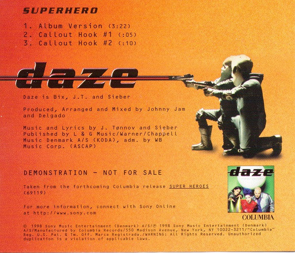 Daze : Superhero (CD, Single, Promo)