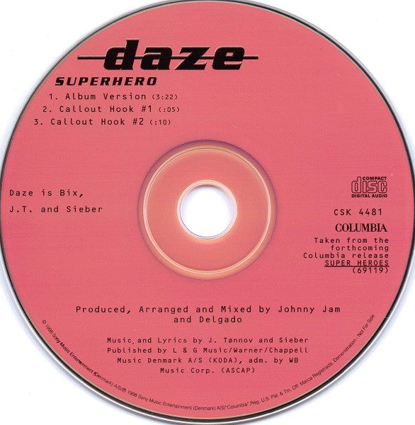 Daze : Superhero (CD, Single, Promo)