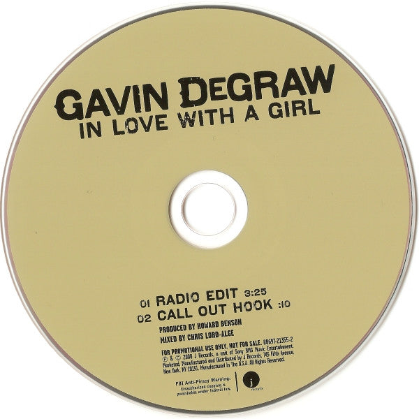 Gavin DeGraw : In Love With A Girl (CD, Single, Promo)