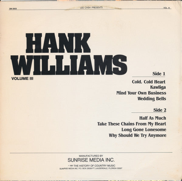 Hank Williams : History Of Country Music Volume III (LP, Comp)