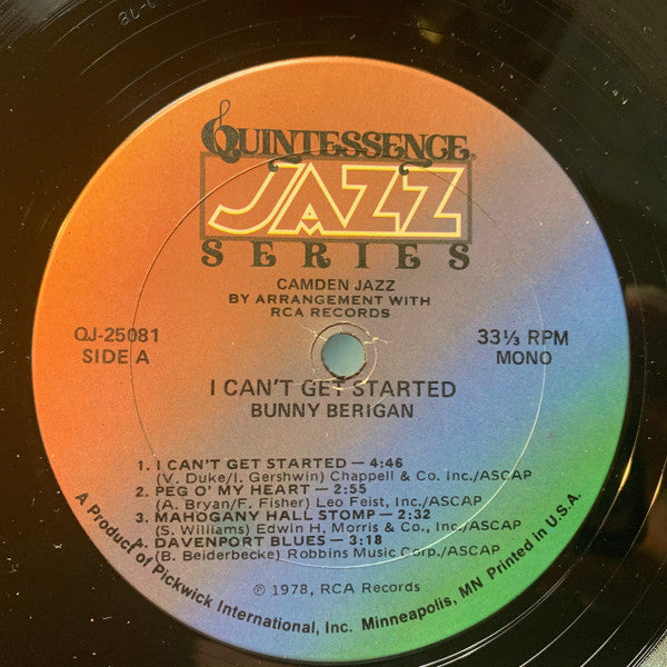 Bunny Berigan : I Can't Get Started (LP, Comp, Mono, Kee)