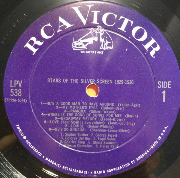 Various : Stars Of The Silver Screen, 1929-1930 (LP, Comp)