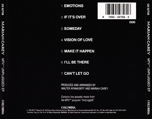 Mariah Carey : MTV Unplugged EP (CD, EP, RE)