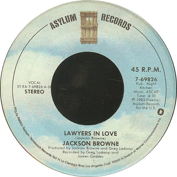 Jackson Browne : Lawyers In Love (7", Single, Spe)