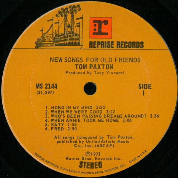 Tom Paxton : New Songs For Old Friends (LP, Album, Gat)