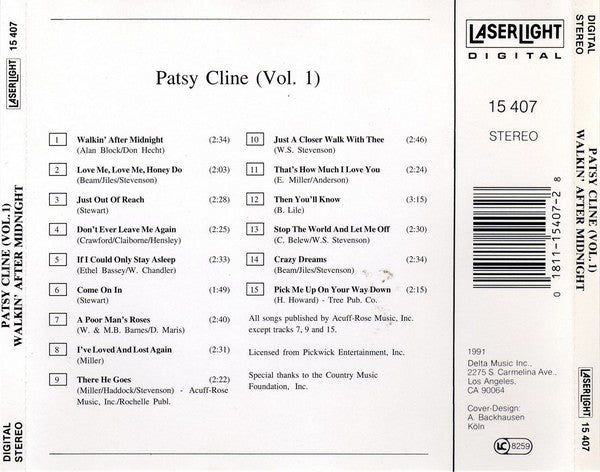 Patsy Cline : Vol. 1 - Walkin' After Midnight (CD, Comp)