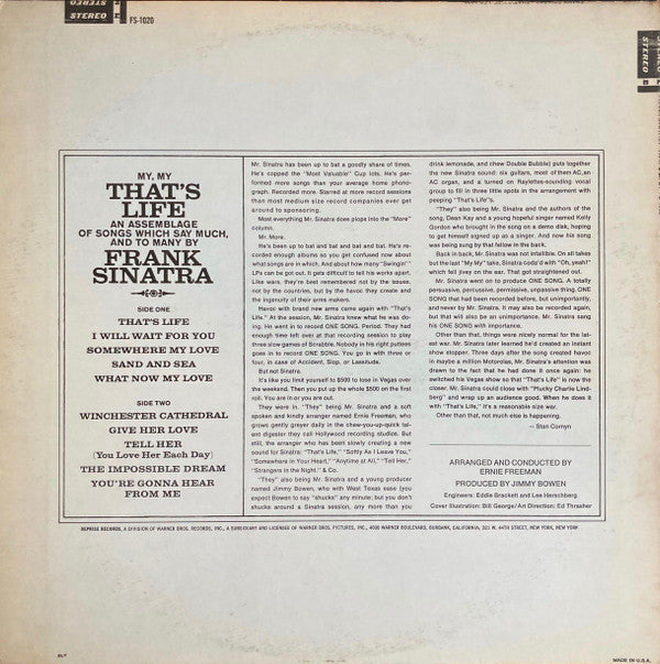 Frank Sinatra : That's Life (LP, Album, RP)