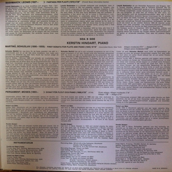 Gunilla von Bahr – Antonio Vivaldi / Moses Pergament / Arne Mellnäs / Leonid Bashmakov / Bohuslav Martinů : Piccolo Concerto C Major / Pezzo Per Quattro Flauti & Flute Sonata / Fragments For Family Flute / Fantasia Per Flauti / First Flute Sonata (LP, Gat)