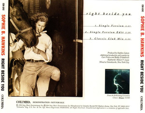 Sophie B. Hawkins : Right Beside You (CD, Maxi, Promo)