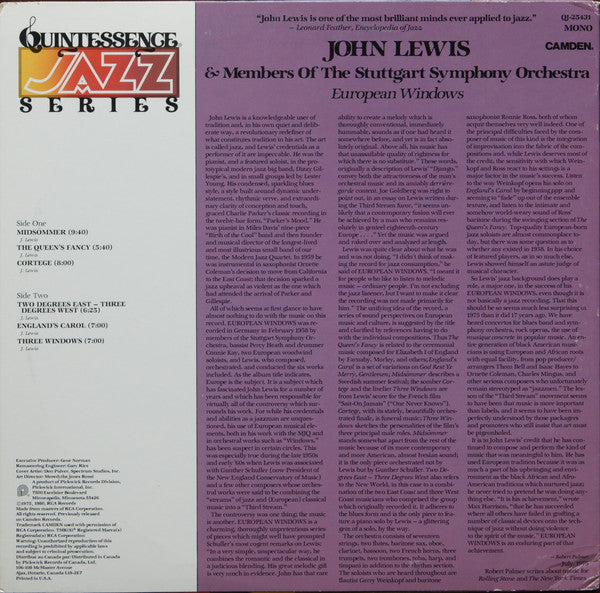 John Lewis (2) : European Windows (LP, Album, Mono)